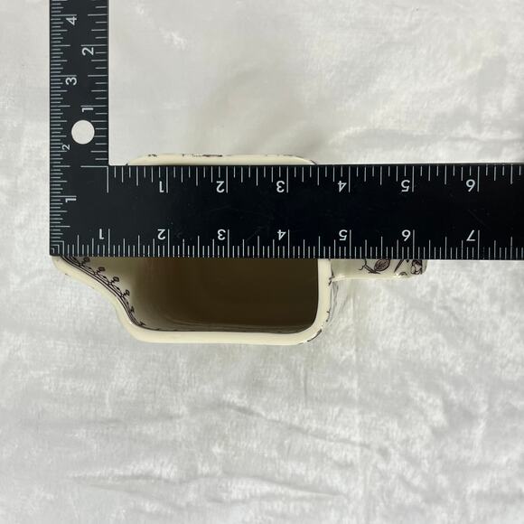 Two's Company Brown Transferware Pitcher 44oz Floral Ceramic Jug Square Rim 7.5" - Picture 8 of 9